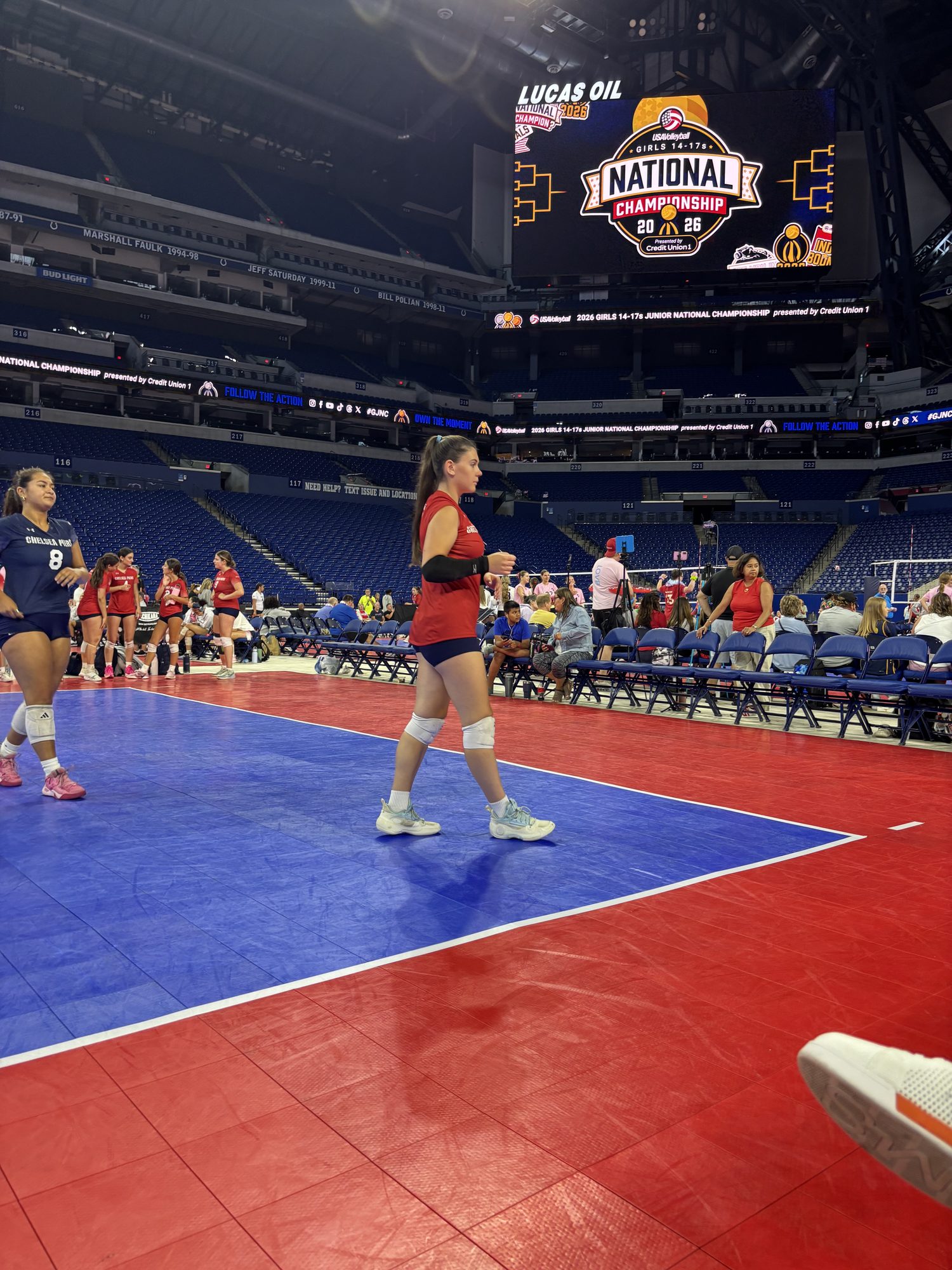 Stepping in to serve under the championship screen