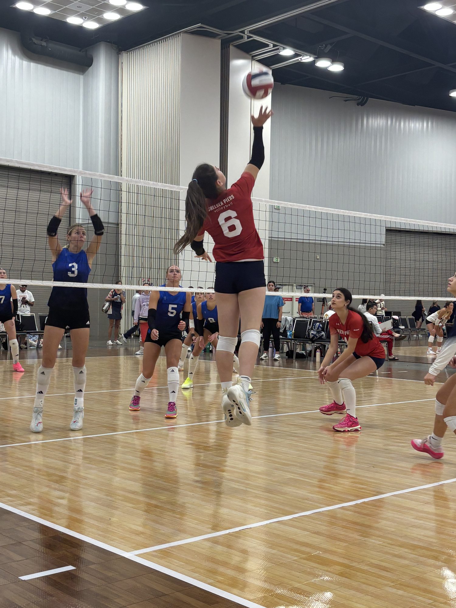 Setting the ball at the net