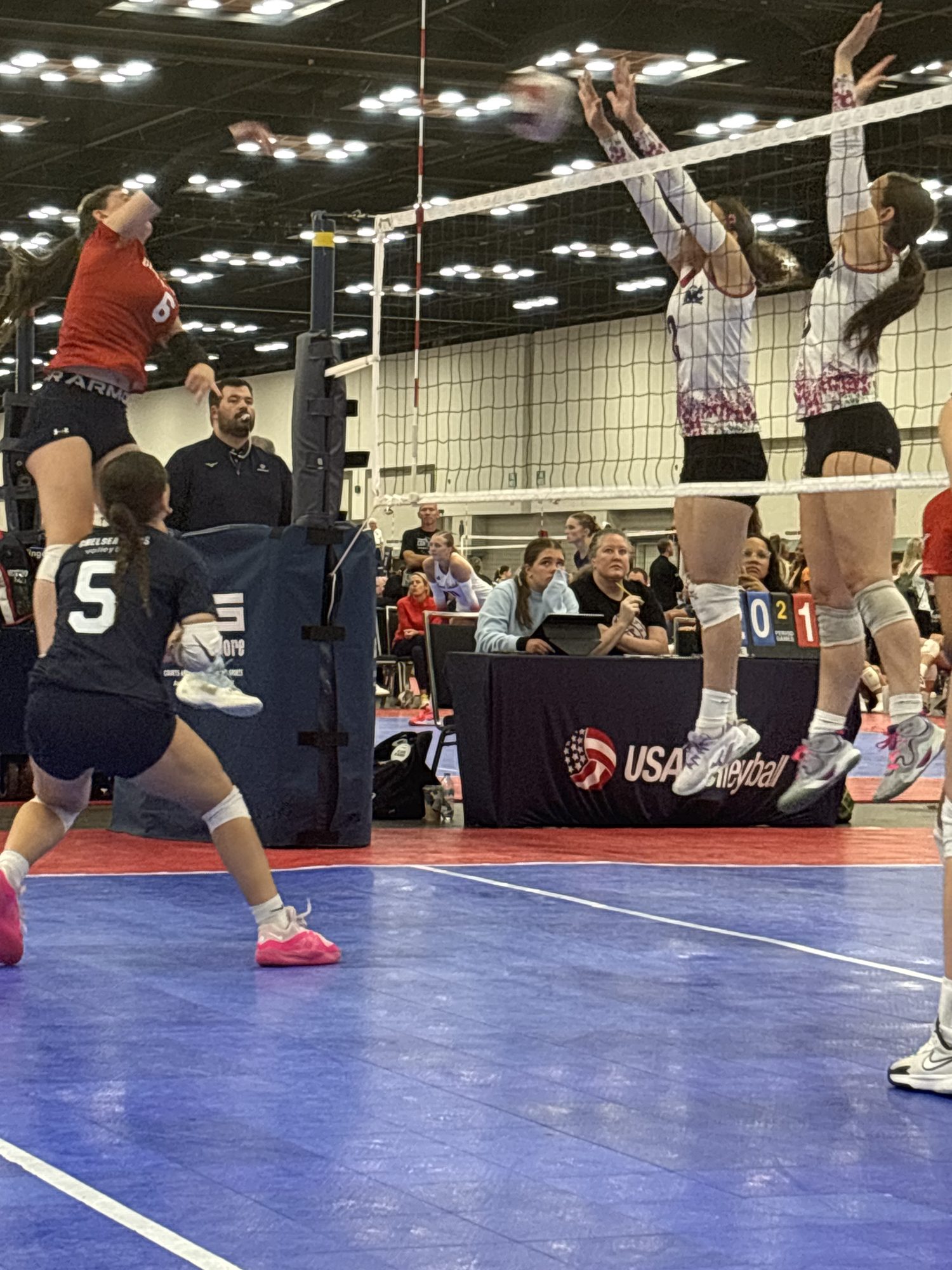 Up at the net for the block